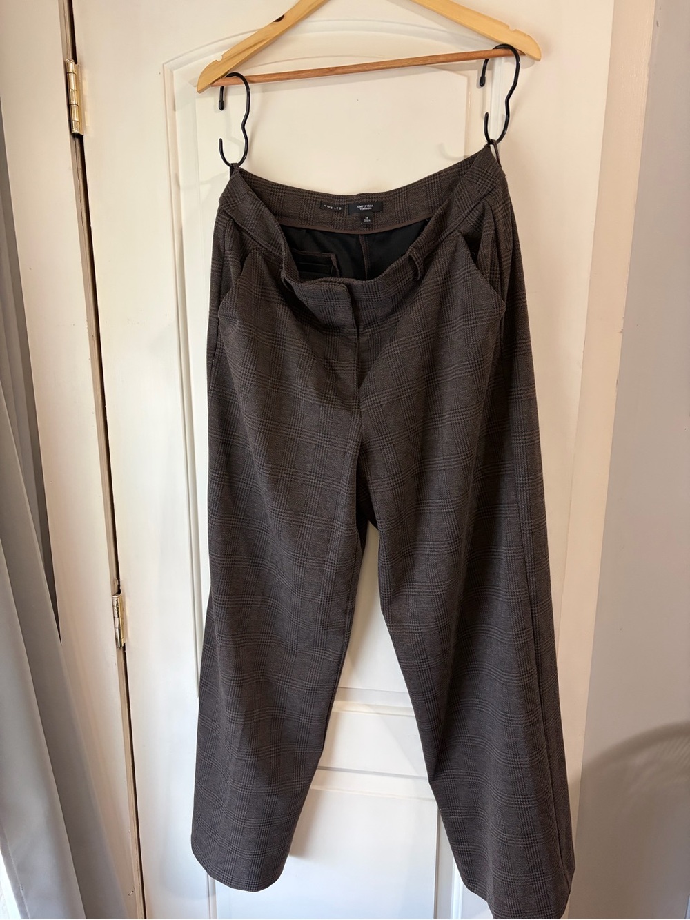 Simply Vera Vera Wang Brown Plaid Wide Leg Pants - Picture 4 of 5